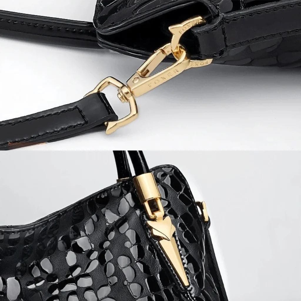 BOLSA FEMININA EM COURO GENNUÍNO FOXER – MODELO BLACK ROYALE