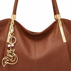 Bolsa Feminina Grande  De Couro Genuíno  Modelo Foxer Saint Germain Brown