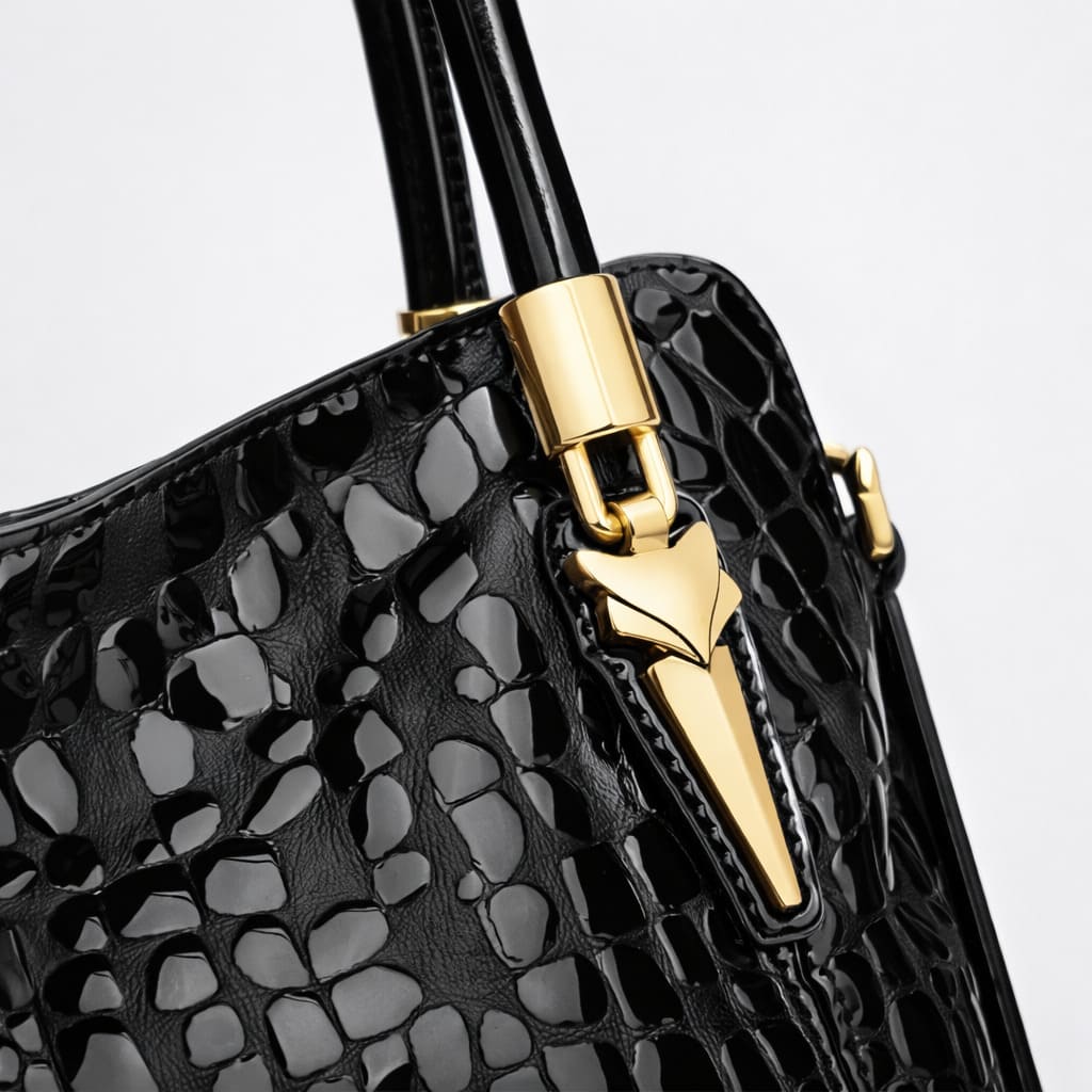 Bolsa Feminina  Grande Preta Feita Em Couro Refinado Modelo Foxer Royale Black