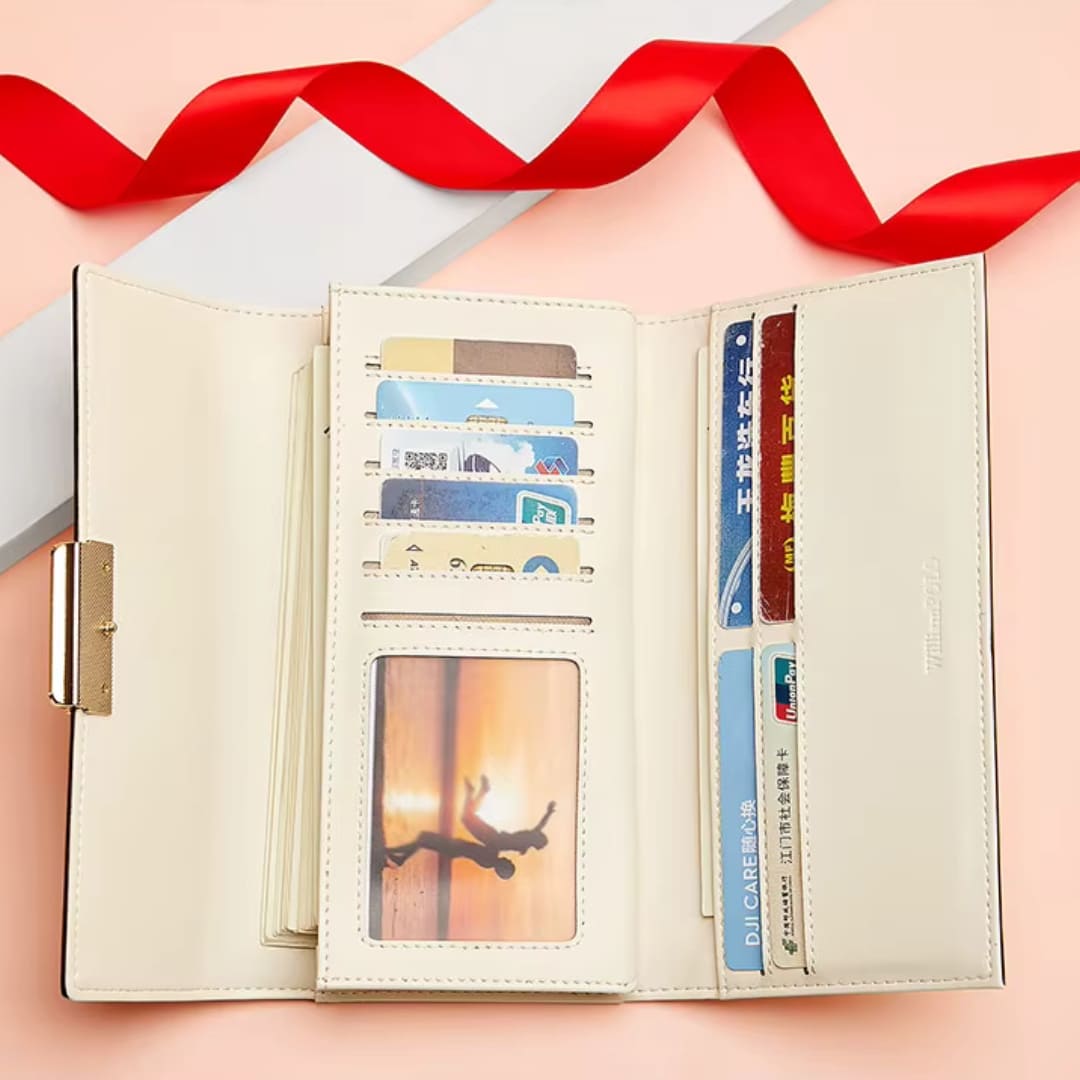 CARTEIRA FEMININA FEITA EM COURO GENUÍNO  MODELO IVORY ÉLÉGANCE- LINHA WILLIAM POLO