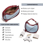BOLSA FEMININA FOXER FEITA EM JEANS COM DETALHES EM COURO MODELO JEANS LUXE