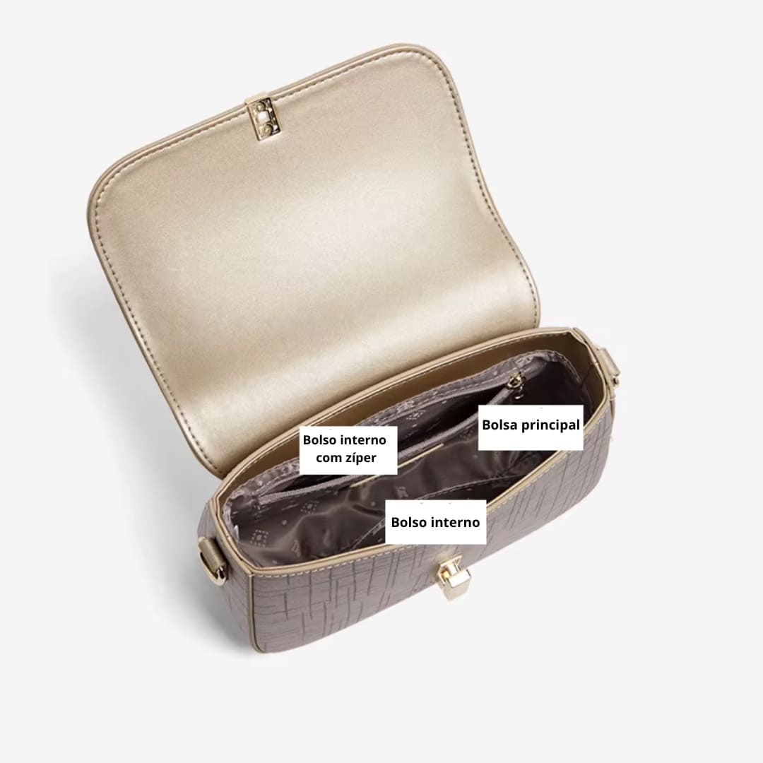 Interior da bolsa transversal FOXER Éclat Saddle com compartimentos funcionais