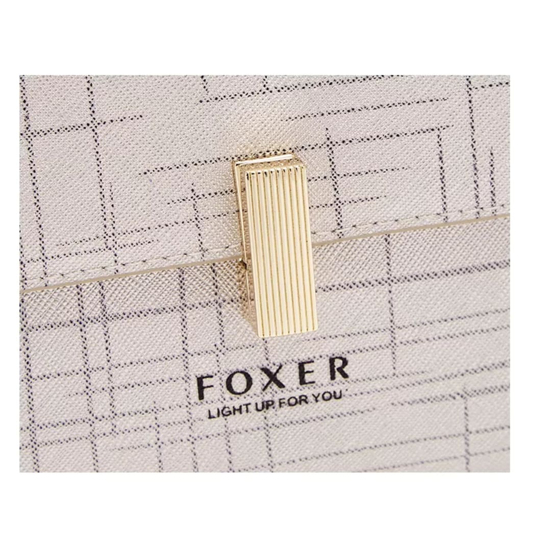 Bolsa transversal FOXER Éclat Saddle vista lateral em couro genuíno premium