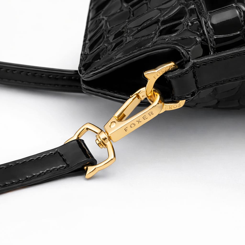 Bolsa Feminina  Grande Preta Feita Em Couro Refinado Modelo Foxer Royale Black