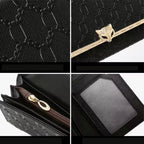 CARTEIRA FEMININA LONGA FOXER FEITA EM COURO GENUÍNO MODELO SÉLUNE BLACK