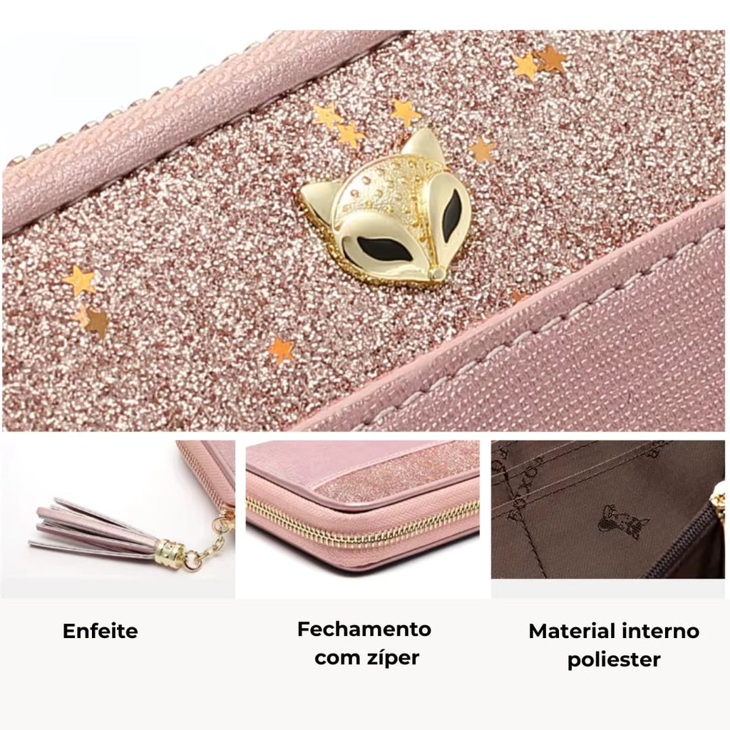 CARTEIRA FEMININA  FOXER FEITA EM COURO GENUÍNO MODELO  VELISSE ROSÉ