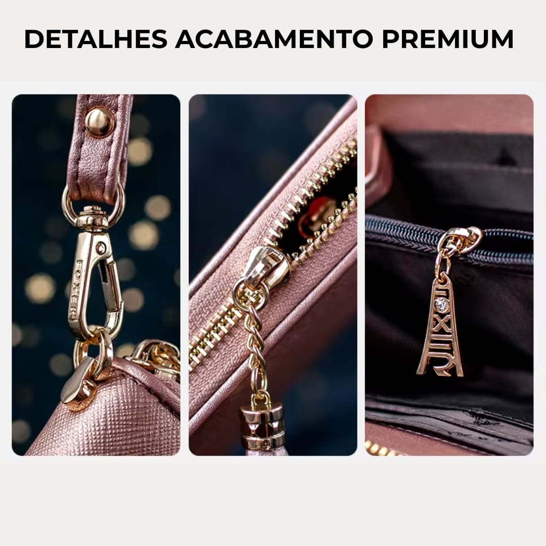 CARTEIRA FEMININA  FOXER FEITA EM COURO GENUÍNO MODELO  VELISSE ROSÉ