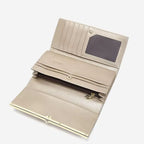 CARTEIRA FEMININA LONGA FOXER FEITA EM COURO GENUÍNO MODELO SÉLUNE BEIGE