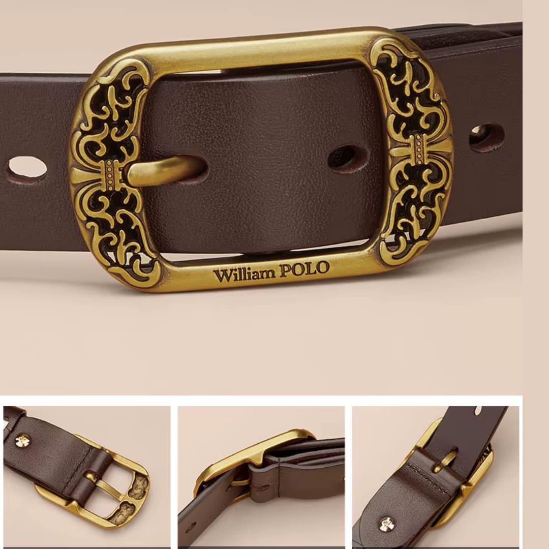 CINTO FEMININO FEITO EM COURO LEGÍTIMO MODELO AVENUE D’OR- LINHA WILLIAM POLO