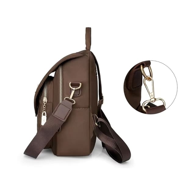 MOCHILA FEMIINA FEITA EM COURO REFINADO MODELO BELLA LUXE BROWN