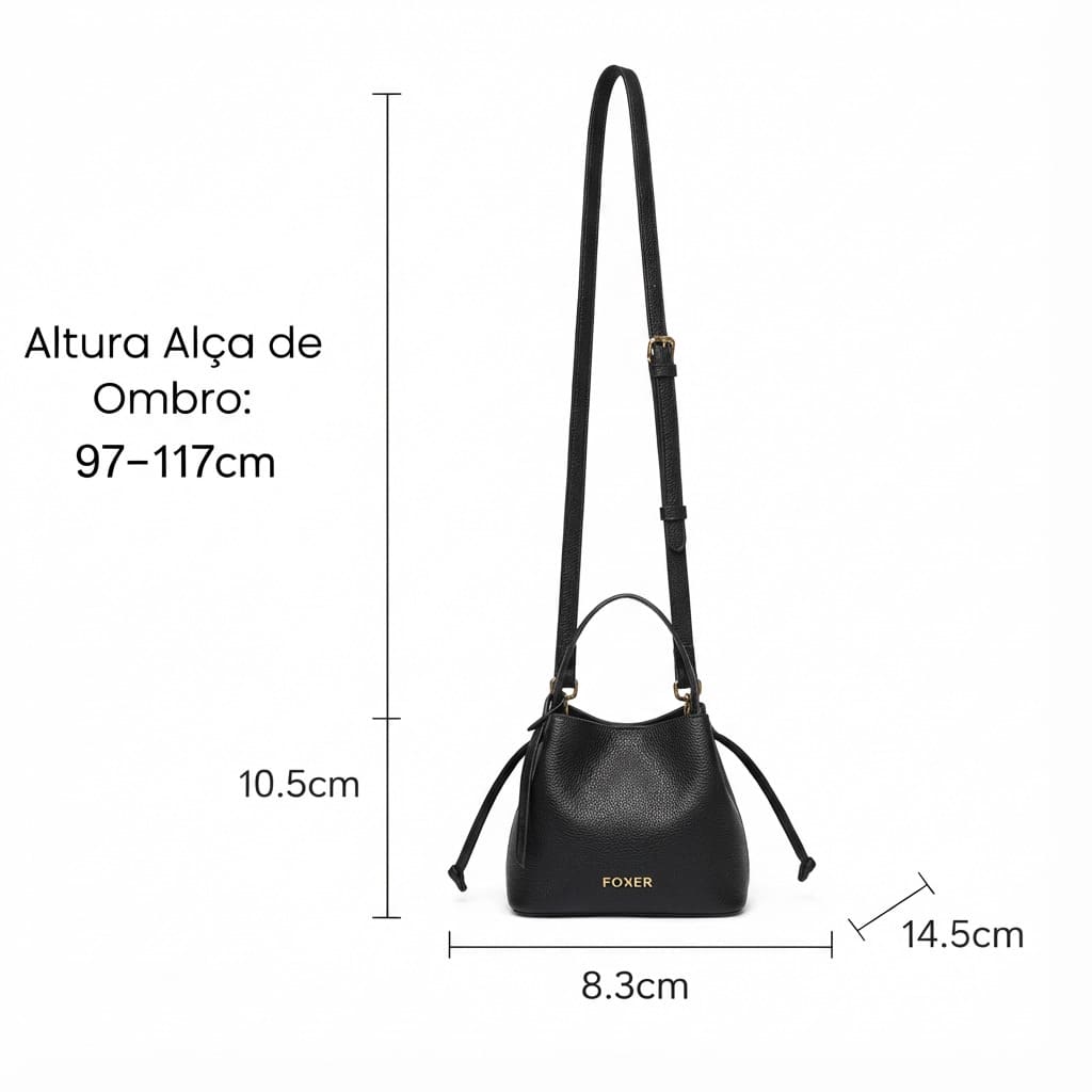 BOLSA FEMININA FOXER FEITA EM COURO MODELO  RAVELLE BLACK