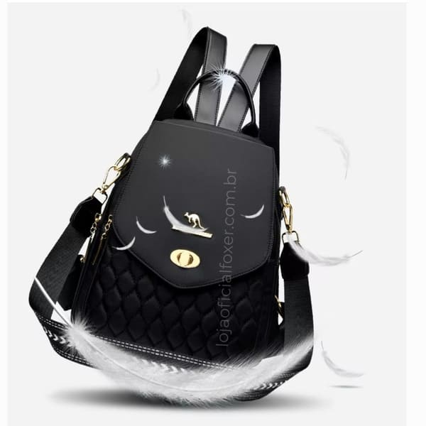 MOCHILA FEMIINA FEITA EM COURO REFINADO MODELO BELLA LUXE BLACK