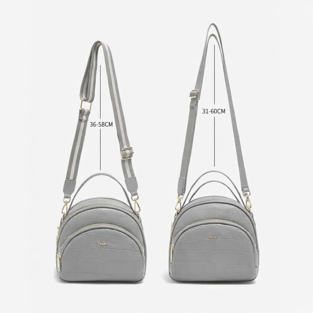 BOLSA FEMININA FOXER FEITA EM COURO GEMUÍNO MODELO RIVELLE GRAY