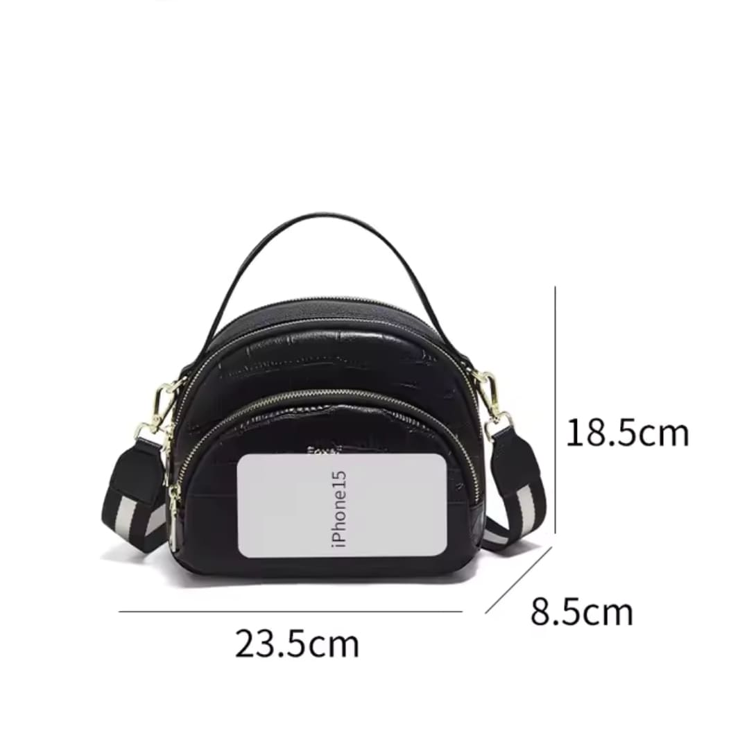 BOLSA FEMININA FOXER FEITA EM COURO GEMUÍNO MODELO RIVELLE BLACK