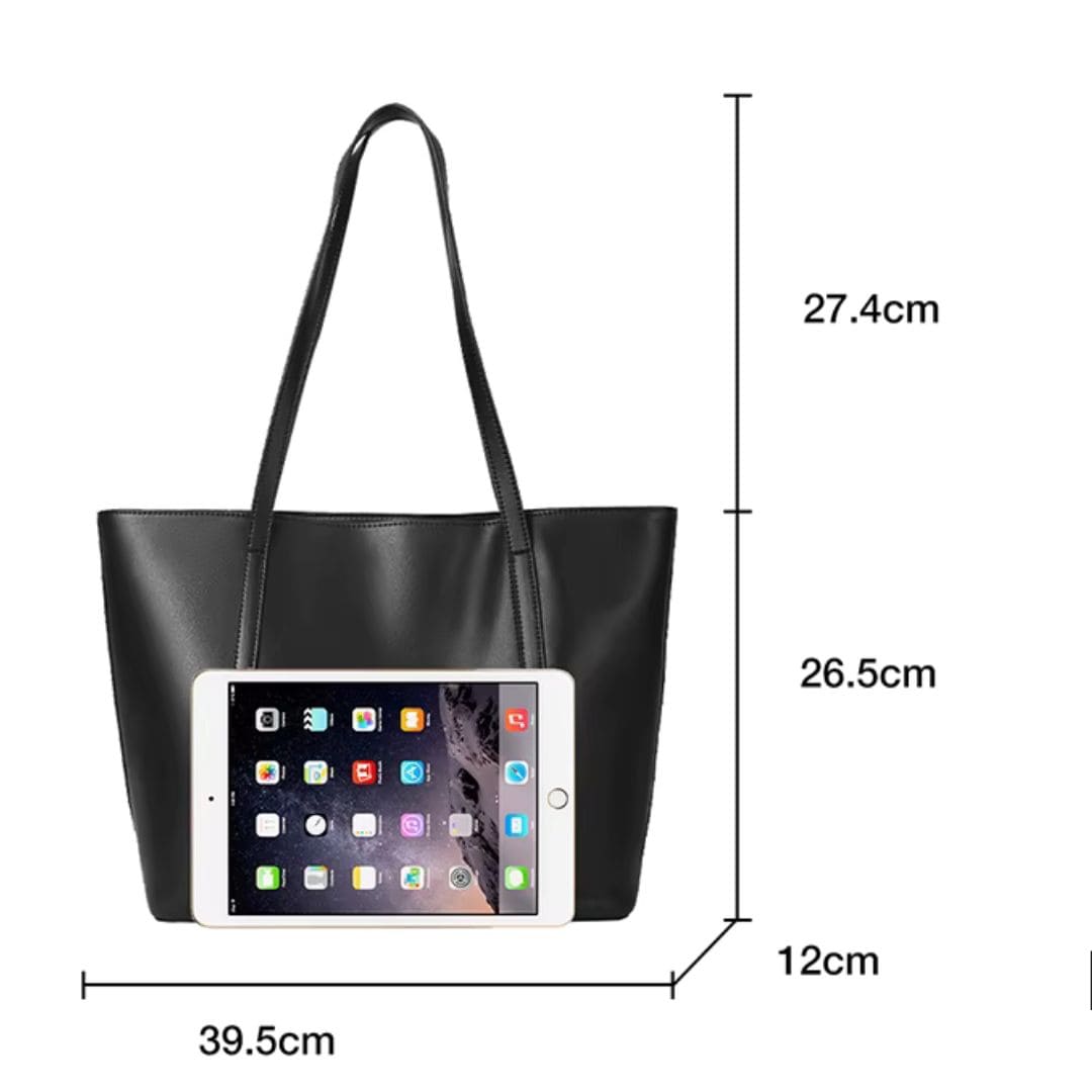 Bolsa Feminina Grande Preta  De Couro Genuíno Modelo Foxer Valenora Black