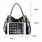 Bolsa Feminina  Grande Preta Feita Em Couro Refinado Modelo Foxer Royale Black