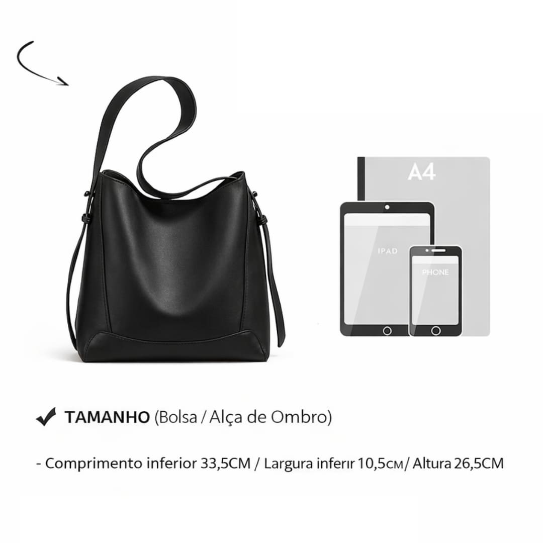 BOLSA FEMININA EM COURO  FOXER MODELO VALENCIA BLACK