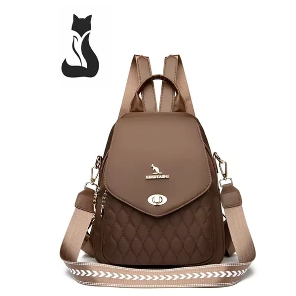 MOCHILA FEMIINA FEITA EM COURO REFINADO MODELO BELLA LUXE BROWN