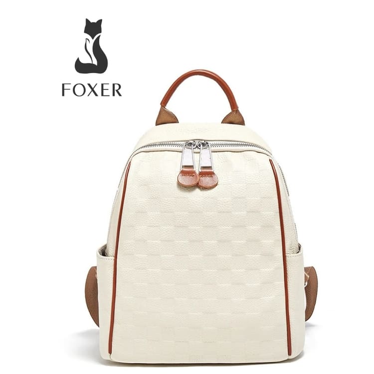 MOCHILA FEMININA FOXER FEITA EM COURO MODELO ÉLÉGANCE WHAIT – LINHA PREMIUM