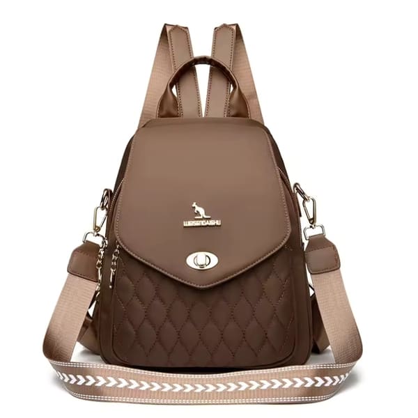 MOCHILA FEMIINA FEITA EM COURO REFINADO MODELO BELLA LUXE BROWN