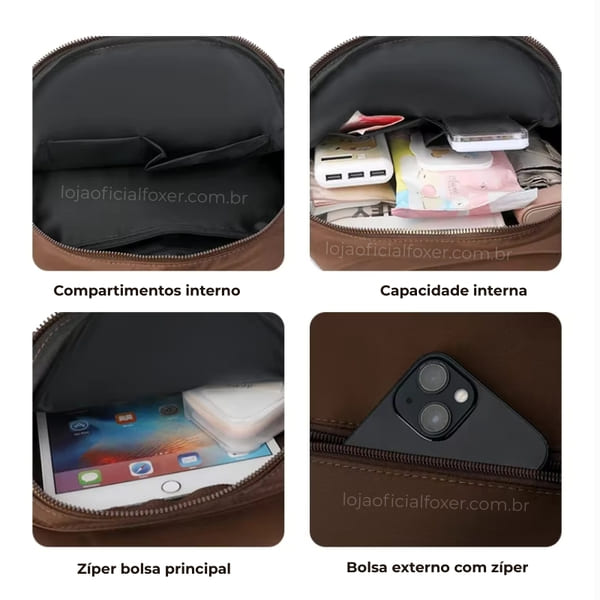 MOCHILA FEMIINA FEITA EM COURO REFINADO MODELO BELLA LUXE BLACK