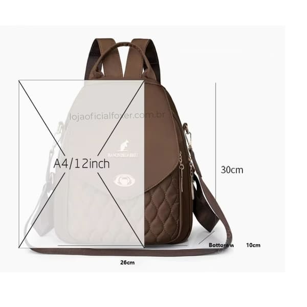 MOCHILA FEMIINA FEITA EM COURO REFINADO MODELO BELLA LUXE BROWN