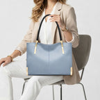 Bolsa Feminina Grande  Feita Em Couro  Modelo Foxer Vittora Blue