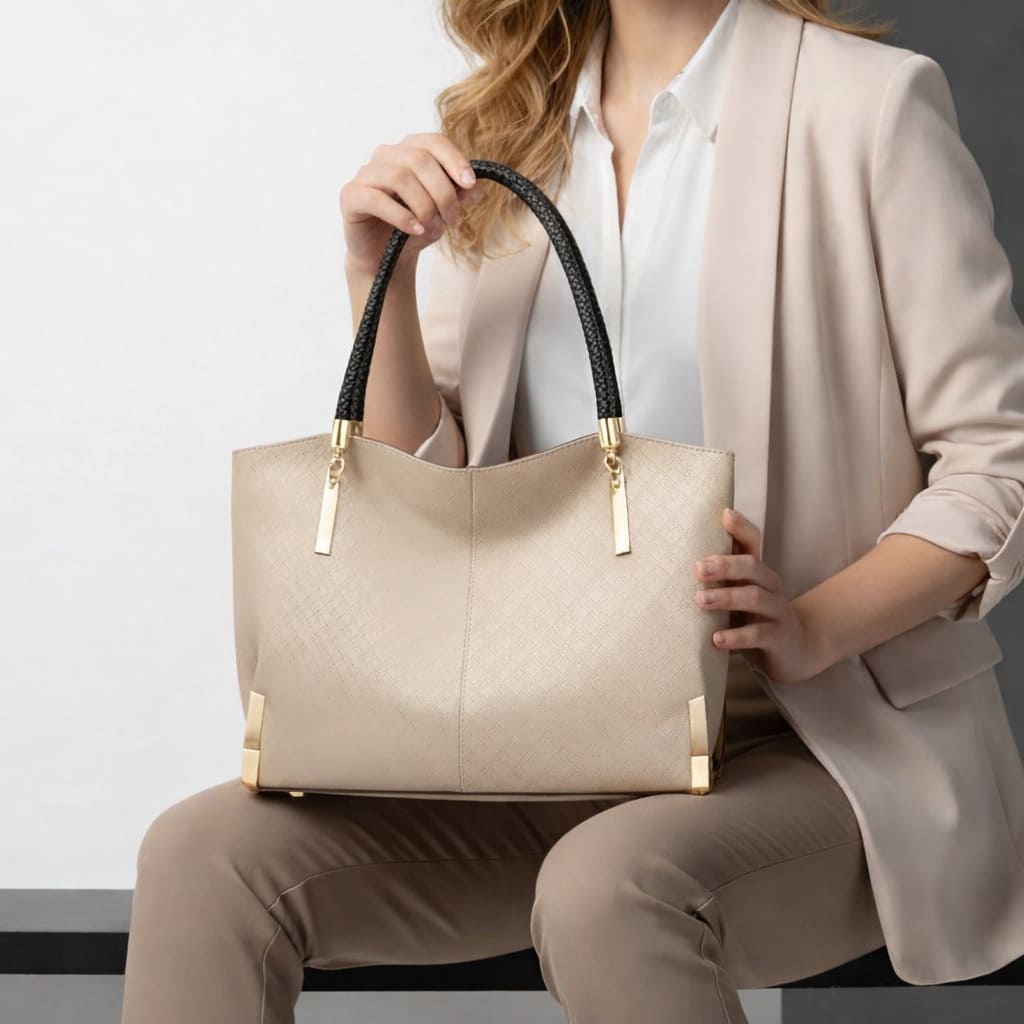 bolsa feminina grande velluto beige