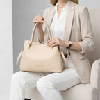 BOLSA FEMININA FOXER FEITAM COURO REFINADO MODELO VERONA BEIGE