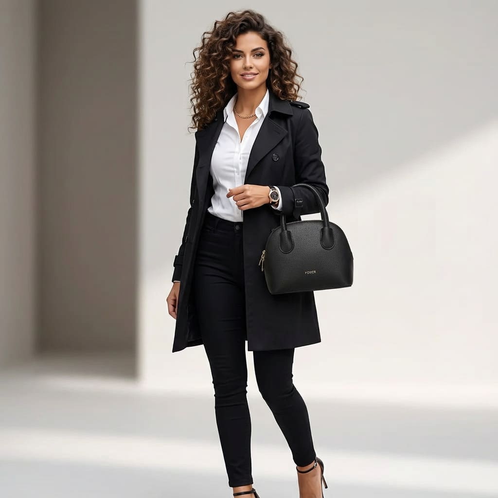 BOLSA FEMININA TRANSVERSAL FOXER FEITA EM COURO GENUÍNO MODELO AMÉLIE BLACK