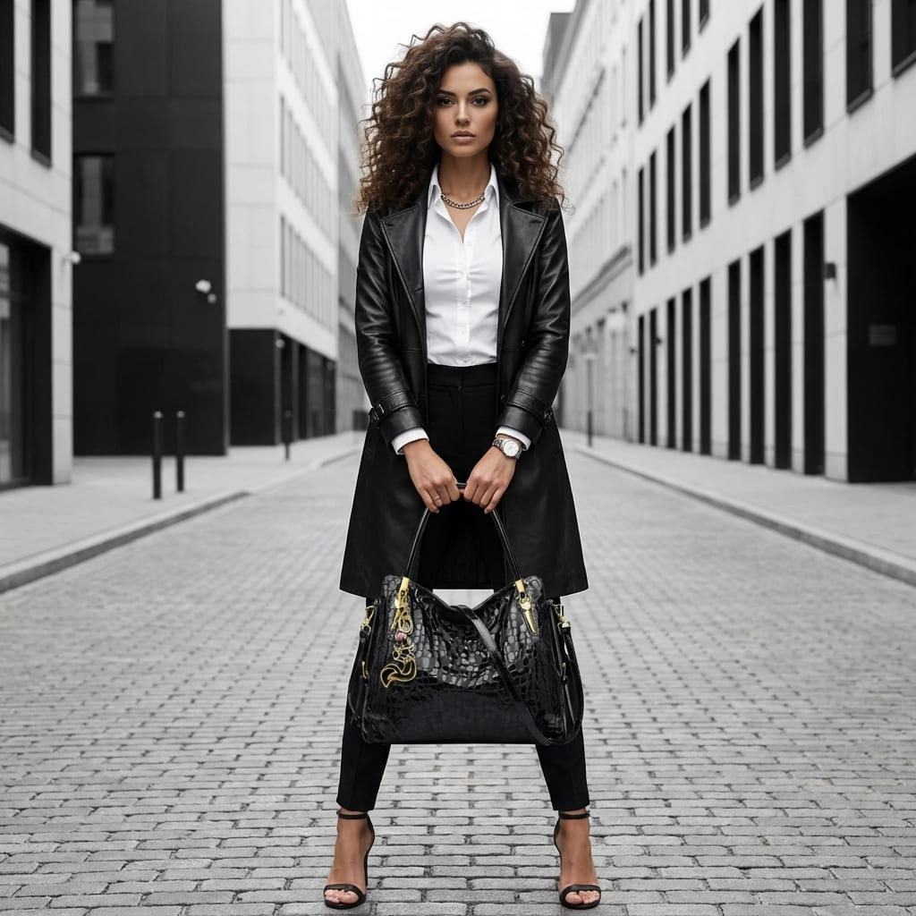 BOLSA FEMININA EM COURO GENNUÍNO FOXER – MODELO BLACK ROYALE