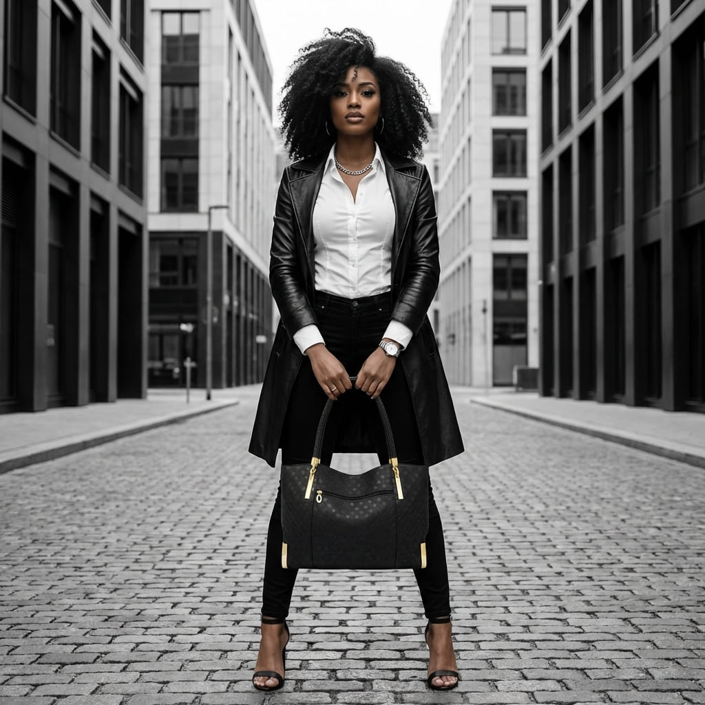 BOLSA FEMININA FOXER FEITA EM COURO GENUÍNO MODELO  ICONIQUE  BLACK