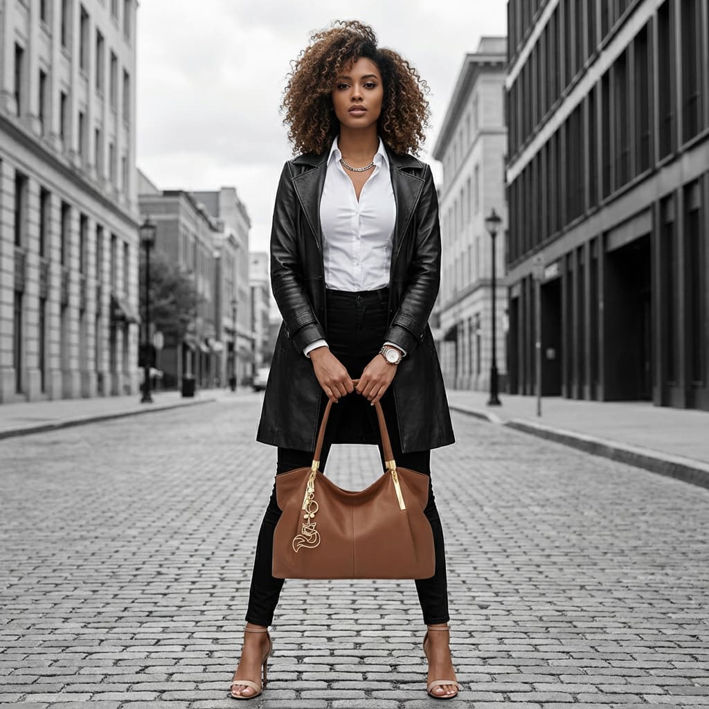 BOLSA FEMININA FOXER FEITA EM COURO GENUÍNO MODELO SAINT-GERMAIN BROWN