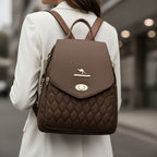 MOCHILA FEMIINA FEITA EM COURO REFINADO MODELO BELLA LUXE BROWN