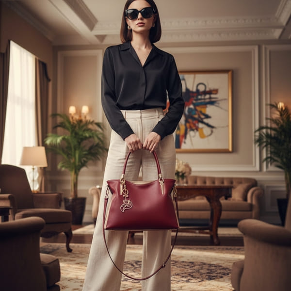 BOLSA FEMININA fOXER FEITA EM COURO GENUÍNO MODELO  BELLA VALLÉE RED