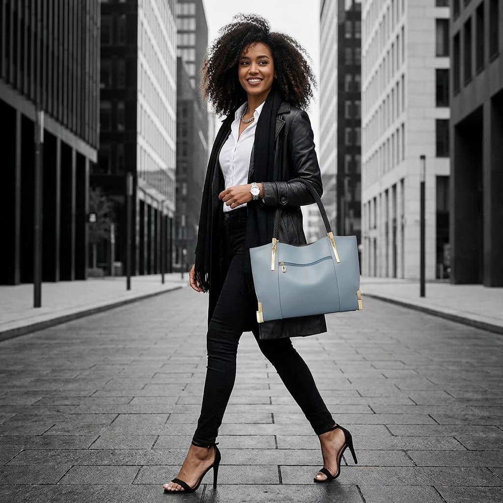 BOLSA FEMININA FOXER FEITA EM COURO GENUÍNO– MODELO CROWN LUXE BLUE