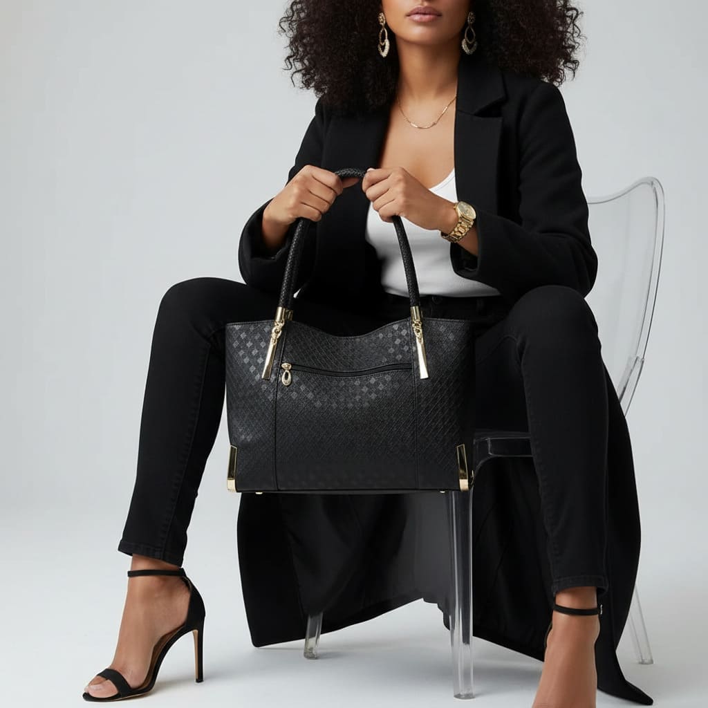 BOLSA FEMININA FOXER FEITA EM COURO GENUÍNO MODELO  ICONIQUE  BLACK
