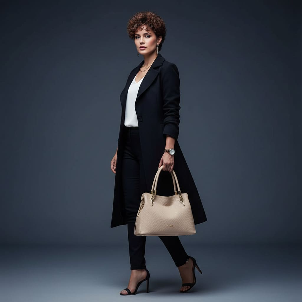 BOLSA FEMININA FOXER FEITAM COURO REFINADO MODELO VERONA BEIGE