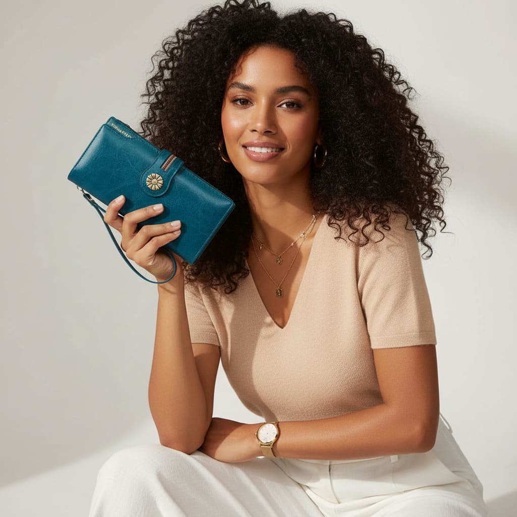 CARTEIRA FEMININA FEITA EM COURO GENUÍNO  MODELO FLEUR LUXE- LINHA WILLIAM POLO