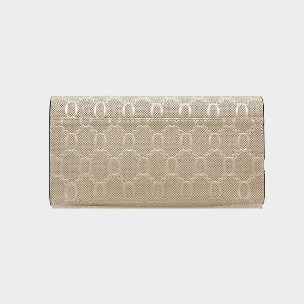 CARTEIRA FEMININA LONGA FOXER FEITA EM COURO GENUÍNO MODELO SÉLUNE BEIGE