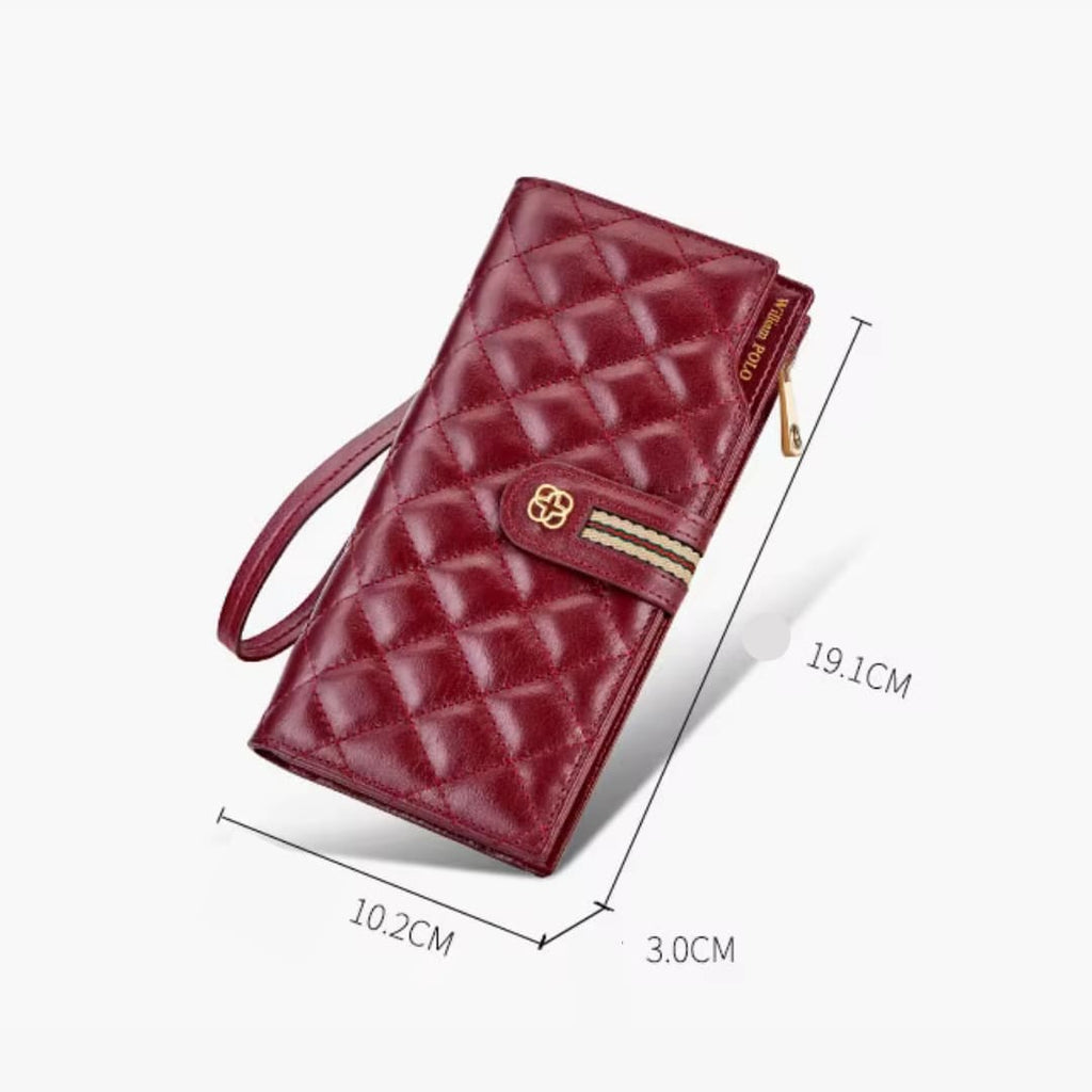 CARTEIRA FEMININA LONGA FEITA EM COURO GENUÍNO MODELO  SARAH NOIR BLACK – LINHA WILLIAM POLO