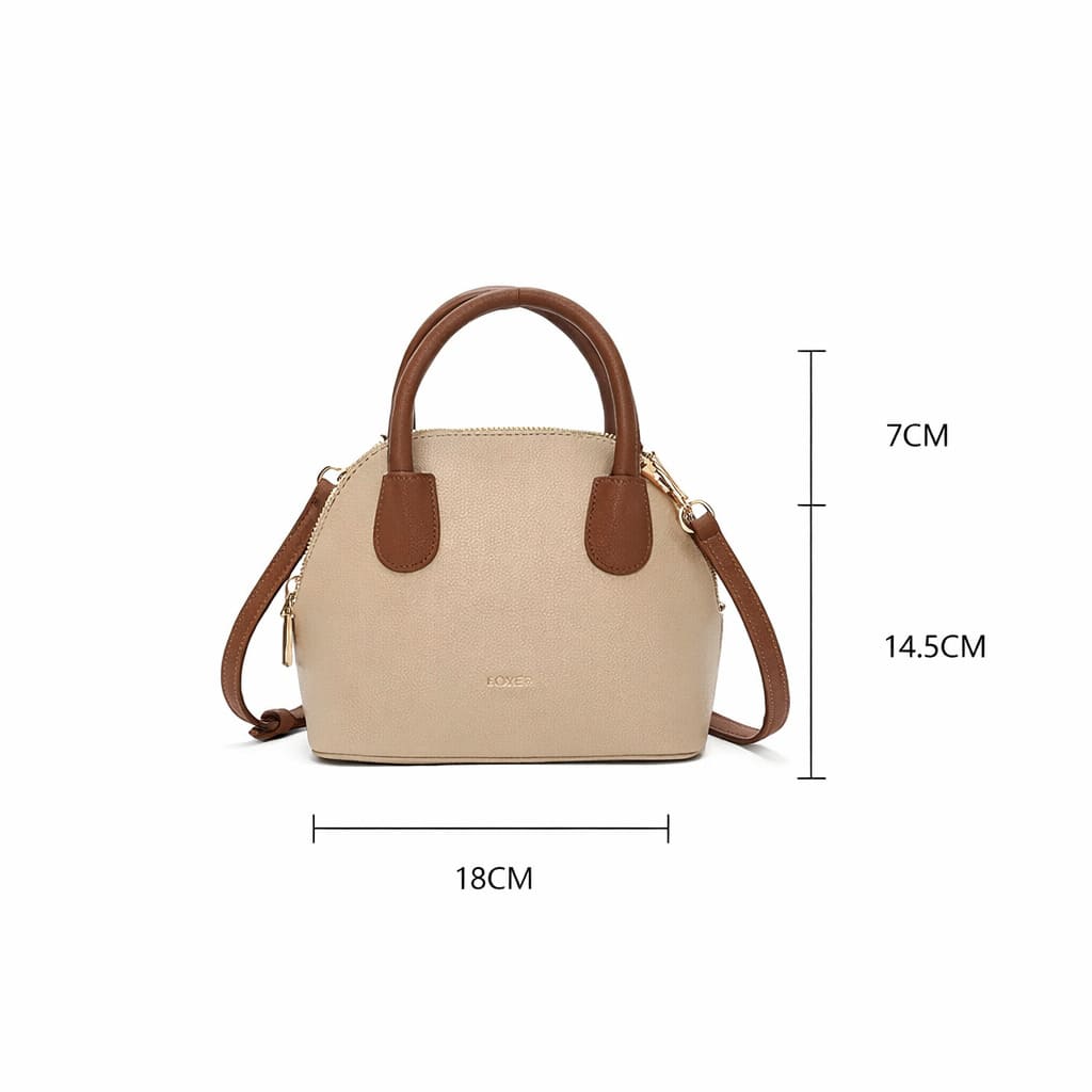 BOLSA FEMININA DE OMBRO FOXER FEITA EM COURO GENUÍNO MODELO AMÉLIE BEIGE